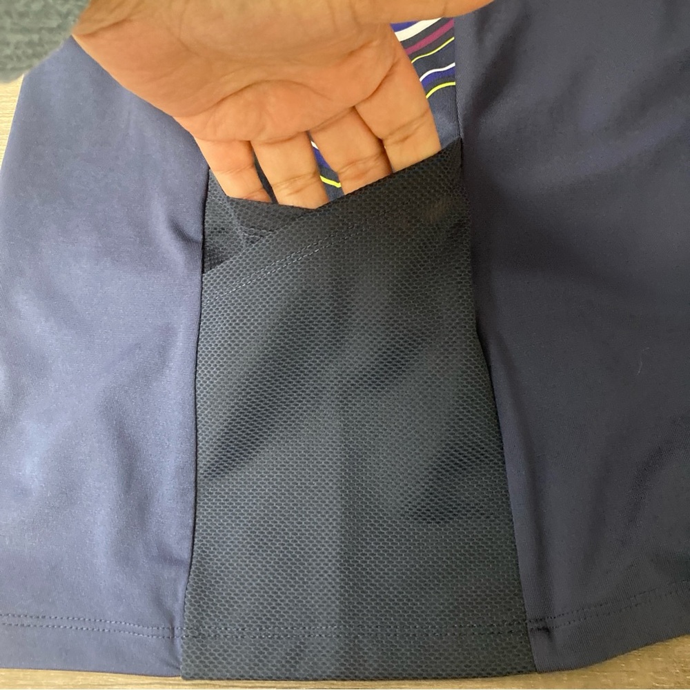 Callaway Women’s Skort Navy Blue Colorful Stripes Side Pockets Size M - Picture 12 of 15
